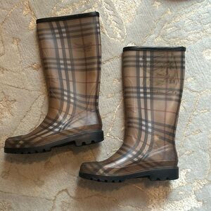 Burberry Rubber Rain Boots House Check Pattern Size 8.5 US/40 Euro/6.5 UK